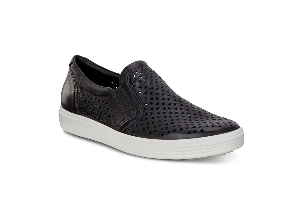 Womens Slip-On - ECCO Soft 7 Sneakers - Black - 9061EIALR